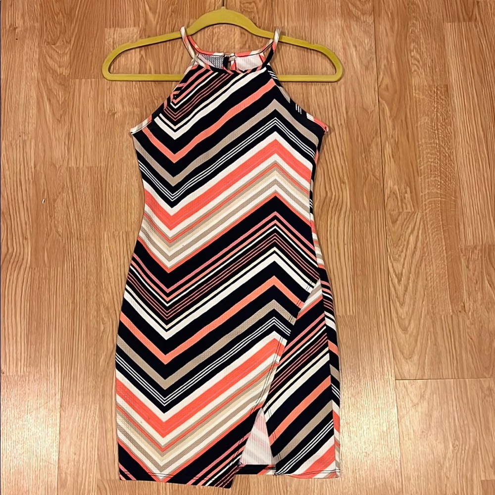 January 7 Black and Pink Sheath Halter Dress